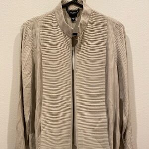 NWT Eileen Fisher 100 Percent Silk Mandarin Collar Jacket S‎ Taupe “dove”